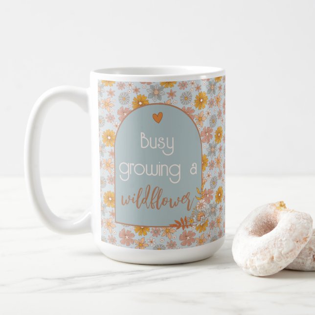 Caneca De Café Mamãe para ser Mug Boho Wildflower (Com Donut)
