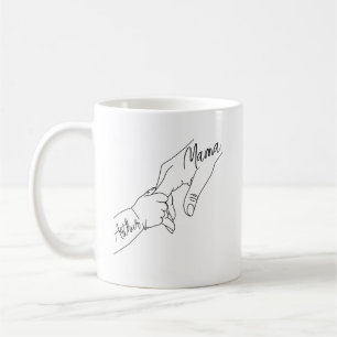 Caneca De Café Mamãe Personalizada e Crianças de mãos dadas