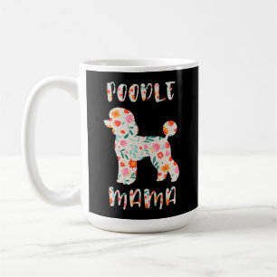 Caneca De Café Mamãe Poodle Floral Amante de Cachorro