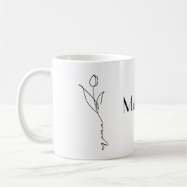 Caneca De Café Mamãe | Script Chic Mínimo e Mug Flor
