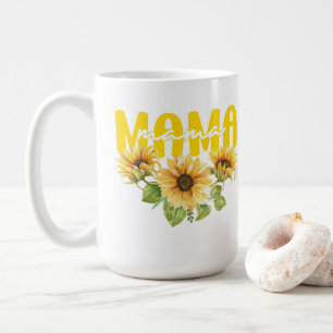Caneca De Café Mamãe Sunflower Sunshine - Design Floral alegre