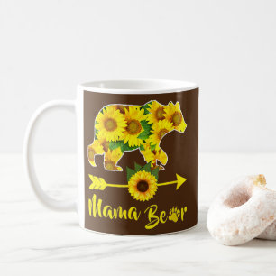 Caneca De Café Mamãe Ursa Girassol Dia de as mães Engraçado Mãe e
