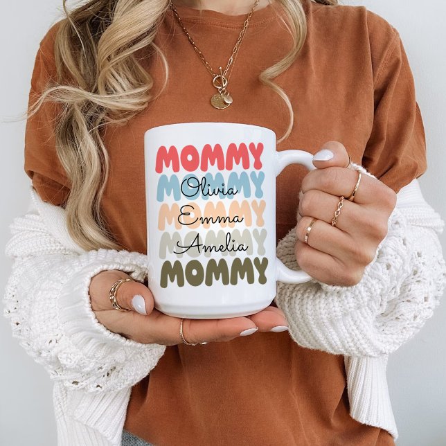 Caneca De Café Mamães onduladas modernas com Dia de as mães de no (Criador carregado)