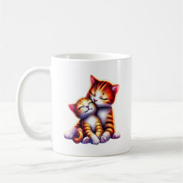 Caneca De Café Maman chat et son chaton font des câlins.