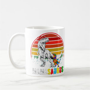 Caneca De Café Mamassauro T rex Dinossauro Mama Autismo Awarene