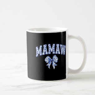 Caneca De Café Mamaw Coquette Toile Laço Azul Floral Família Matc