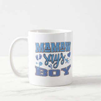 Caneca De Café Mamaw diz Garoto Gravidez Anunciando Festa de Bebê