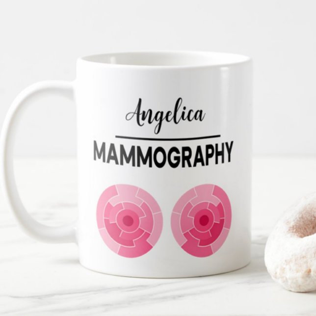 Caneca De Café MAMMOGRAPHY Personalize Name X-ray Technologist (Criador carregado)