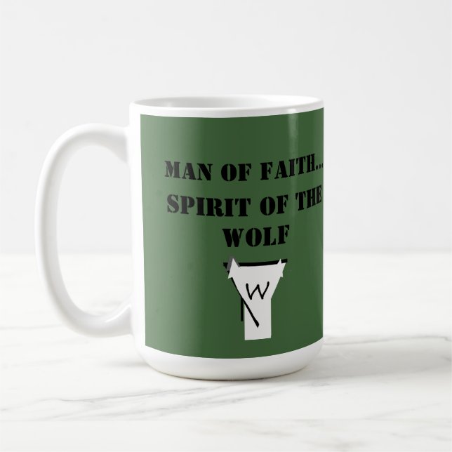 Caneca De Café Man of Faith ...Spirit of The Wolf SHIRT (Esquerda)