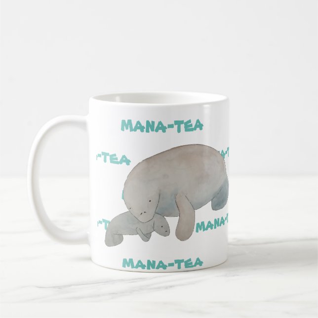 Caneca De Café Mana-tea Funny Pun Manatee (Esquerda)