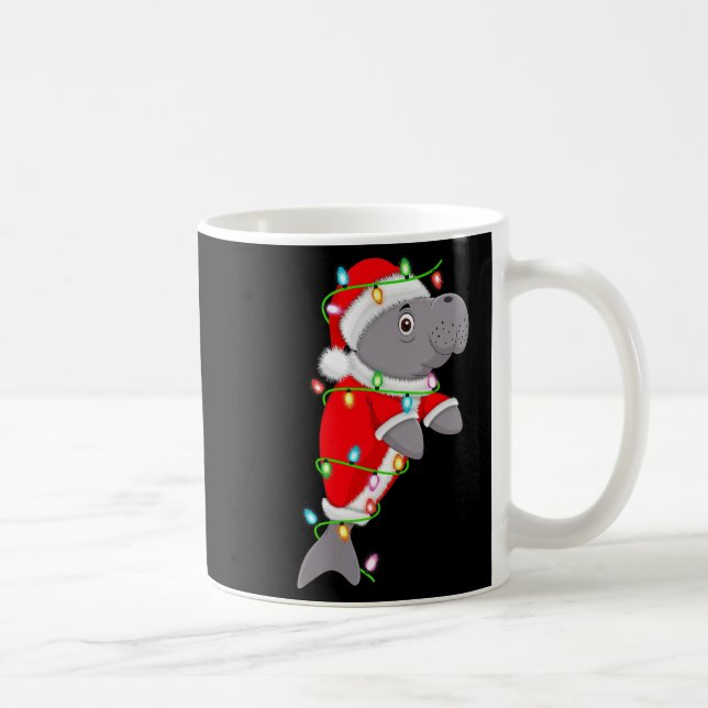 Caneca De Café Manatee Christmas Lights Santa Costume Cute Animal (Direita)
