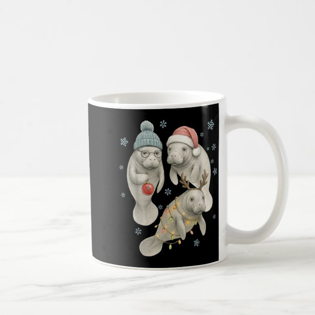 Caneca De Café Manatee Christmas Manatee Santa Reindeer Lights Wo (Direita)