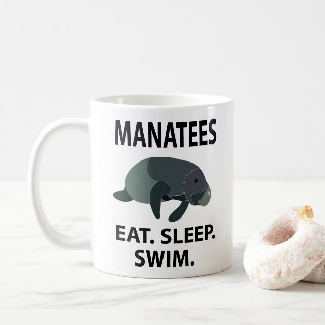 Caneca De Café Manatee Marine Wildlife (Com Donut)