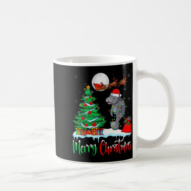 Caneca De Café Manatee Santa Hat Xmas Tree Merry Christmas Manate (Direita)
