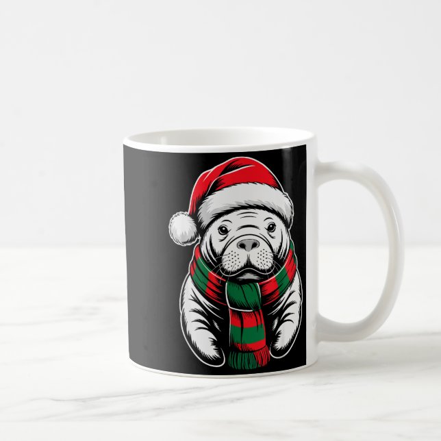 Caneca De Café Manatee Xmas Santa Hat F Christmas Costume  (Direita)