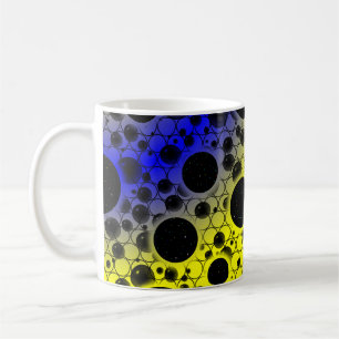 Caneca De Café Manchas de Bolha Espacial - Amarelo/Azul