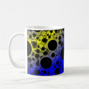 Caneca De Café Manchas de Bolha Espacial - Azul/Amarelo