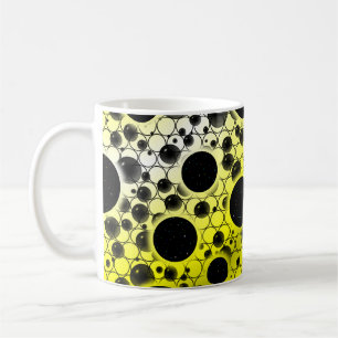Caneca De Café Manchas de Bolha Espacial - Branco/Amarelo