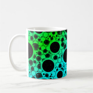 Caneca De Café Manchas de Bolha Espacial - Ciano/Verde