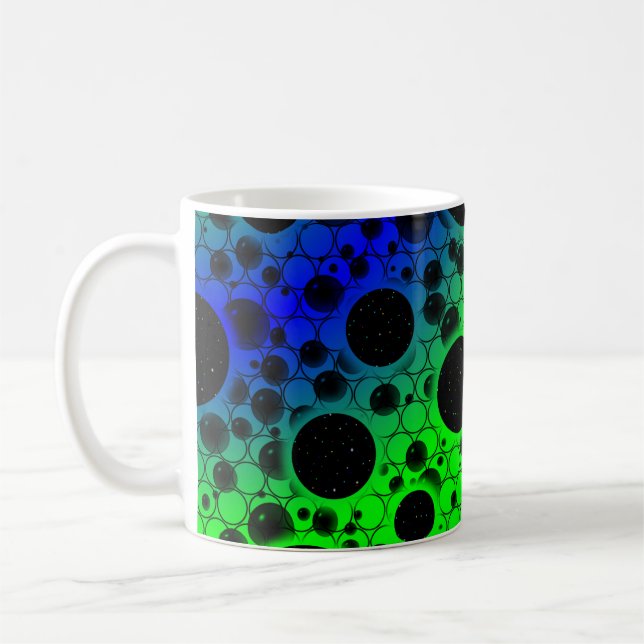 Caneca De Café Manchas de Bolha Espacial - Verde/Azul (Esquerda)