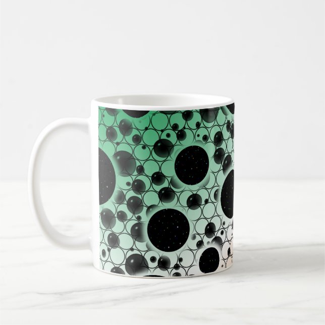 Caneca De Café Manchas de Bolha Espacial - Verde/Branco/Laranja (Esquerda)