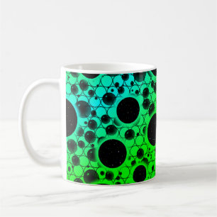 Caneca De Café Manchas de Bolha Espacial - Verde/Ciano