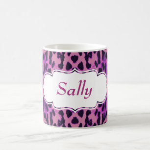 Caneca De Café Manchas de Pelo de Leopardo Rosa Padrão Personaliz
