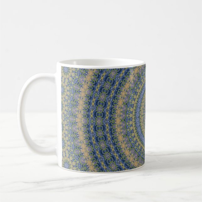Caneca De Café mandala abstrata redonda padrão contínuo caleidosc (Esquerda)