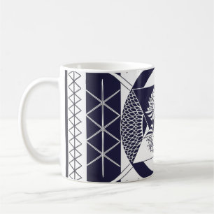 Caneca de Café Mandala Azul Marinho