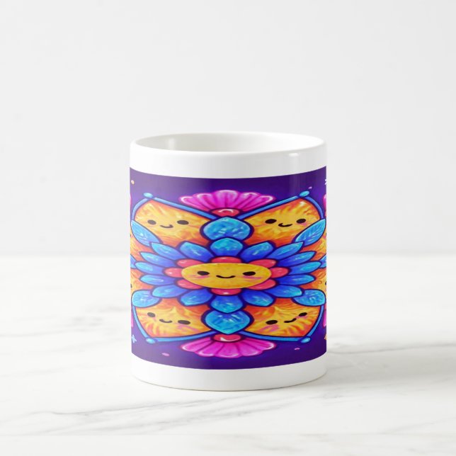 Caneca De Café “Mandala Bloom: Sip Joyfully in Neon Kawaii” (Centro)