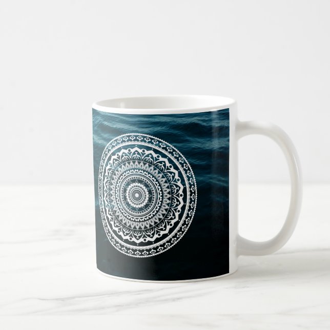 Caneca De Café Mandala Branca Deixe o mar te libertar (Direita)