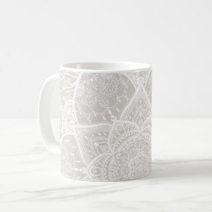 Caneca De Café Mandala cinza e Branco - Loergann no Lynx