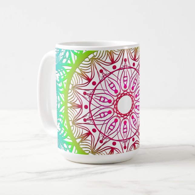 Caneca De Café Mandala colorida (Frente Esquerda)