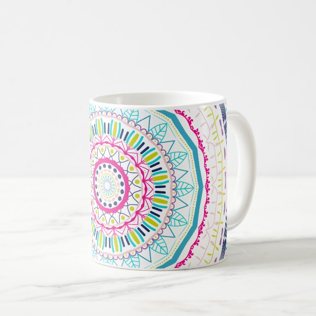Caneca De Café mandala colorida (Frente Esquerda)