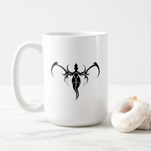 Caneca De Café Mandalá de Elefante Tribal Ornamentado Preto e Bra
