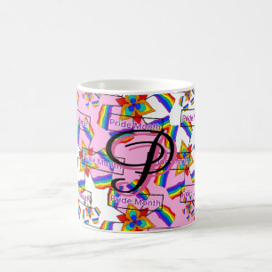 Caneca De Café Mandala de Orgulho Monograma Arco-Íris - Geométric