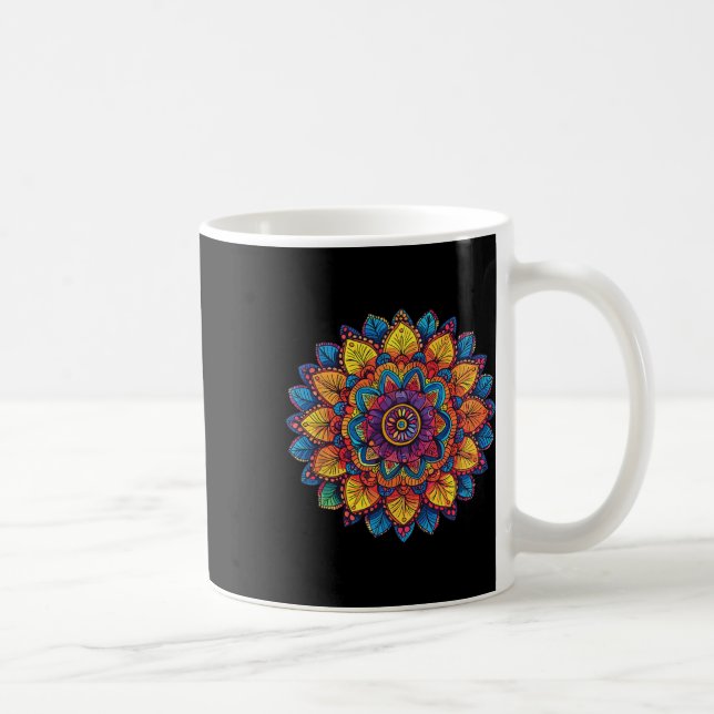 Caneca De Café Mandala do Arco-íris Geometria Espiritual  (Direita)