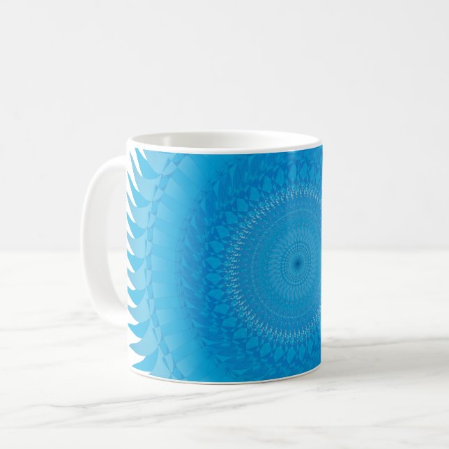 Caneca De Café Mandala do Sol Azul claro (Frente Esquerda)