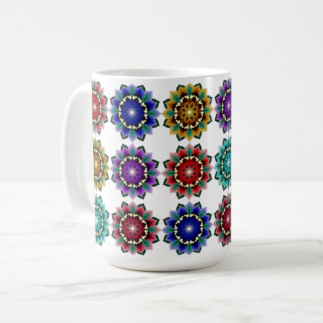 Caneca De Café Mandala em várias cores (Frente Esquerda)