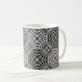 Caneca De Café Mandala Espelho Preto e Branco 2