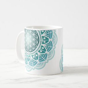 Caneca De Café Mandala - Flor da vida - Turquesa