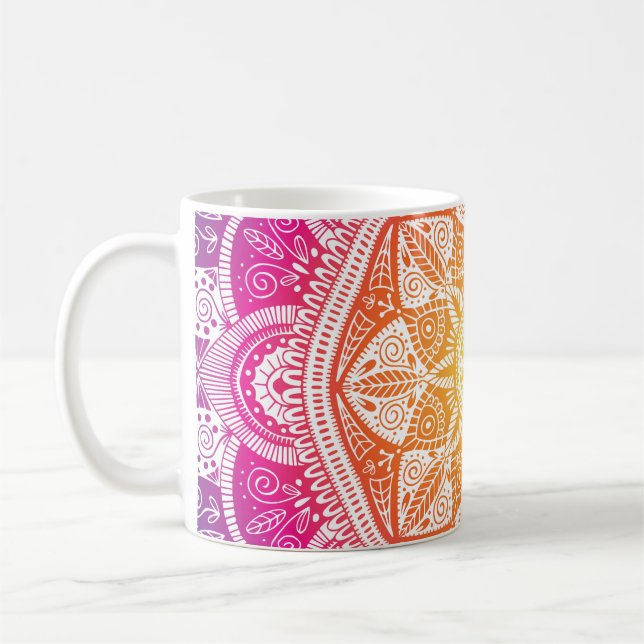 Caneca De Café Mandala floral fundamental: vindima colorida. (Esquerda)