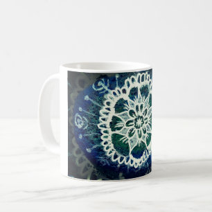 Caneca De Café Mandala Floral Mug Blue