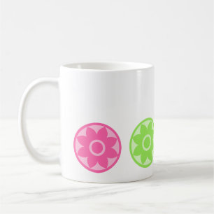 Caneca de Café Mandala Floral Rosa e Verde