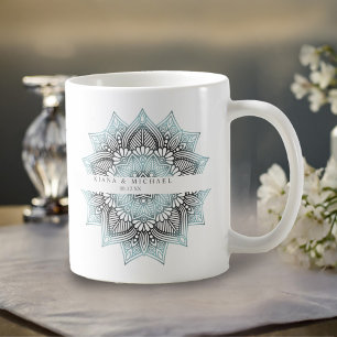 Caneca De Café Mandala Lace Wedding Lt. Blue ID968