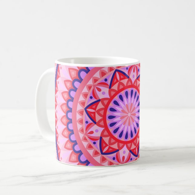 Caneca De Café Mandala Mug Rosa (Frente Esquerda)