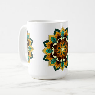 Caneca De Café Mandala Padrão 02 em Mug de Café Amarelo e pardo