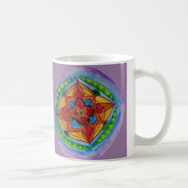 Caneca De Café Mandala Pencil Desenho Clássico de 11 oz Branco (Direita)