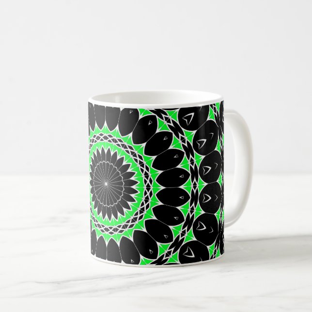 Caneca De Café Mandala Tribal Celta ( Verde ) (Frente Esquerda)