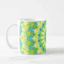 Caneca De Café Mandala Verde da Natureza Padrão Geométrico Boho H